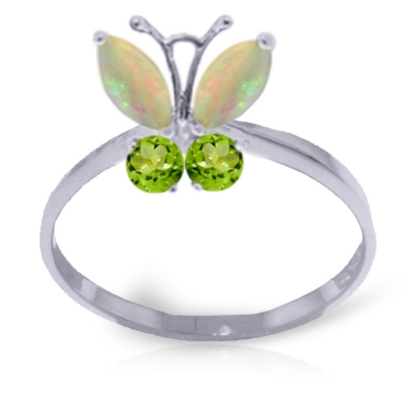 GOLD BUTTERFLY RING WITH OPALS & PERIDOTS